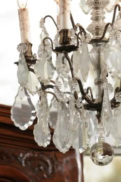 French 19th Century Six Light Crystal Chandelier with Pendeloques and Rosettes - 3472791