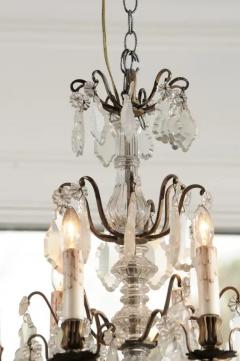French 19th Century Six Light Crystal Chandelier with Pendeloques and Rosettes - 3472792