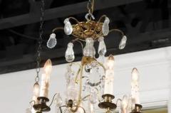 French 19th Century Six Light Crystal Chandelier with Scrolled Brass Armature - 3422388