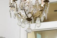 French 19th Century Six Light Crystal Chandelier with Scrolled Brass Armature - 3422389
