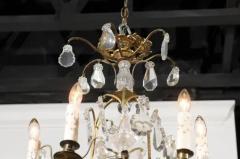 French 19th Century Six Light Crystal Chandelier with Scrolled Brass Armature - 3422465
