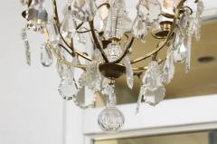 French 19th Century Six Light Crystal Chandelier with Scrolled Brass Armature - 3422484