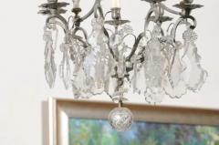 French 19th Century Six Light Crystal Chandelier with Silvered Iron Armature - 3422807
