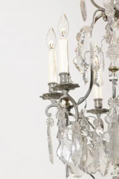 French 19th Century Six Light Crystal Chandelier with Silvered Iron Armature - 3422824