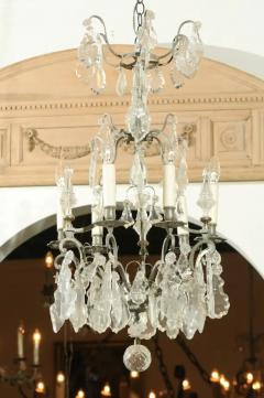 French 19th Century Six Light Crystal Chandelier with Silvered Iron Armature - 3422903