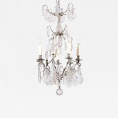 French 19th Century Six Light Crystal Chandelier with Silvered Iron Armature - 3435391