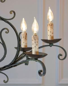 French 19th Century Six Light Iron Chandelier with Spiral and Scrolling Arms - 4432019