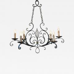 French 19th Century Six Light Iron Chandelier with Spiral and Scrolling Arms - 4434986