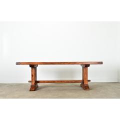 French 19th Century Solid Oak Trestle Base Table - 4282129
