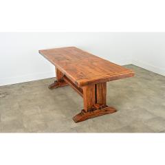 French 19th Century Solid Oak Trestle Base Table - 4282131