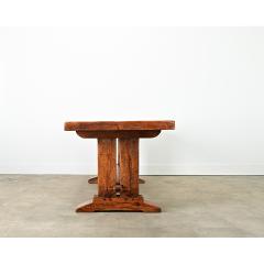 French 19th Century Solid Oak Trestle Base Table - 4282132