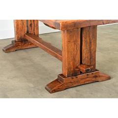 French 19th Century Solid Oak Trestle Base Table - 4282133