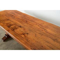 French 19th Century Solid Oak Trestle Base Table - 4282135