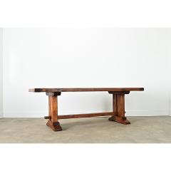 French 19th Century Solid Oak Trestle Base Table - 4282140