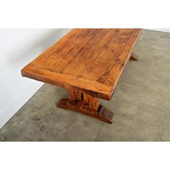 French 19th Century Solid Oak Trestle Base Table - 4282144