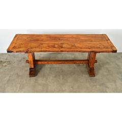 French 19th Century Solid Oak Trestle Base Table - 4282146