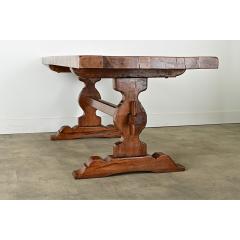 French 19th Century Solid Oak Trestle Table - 3954740