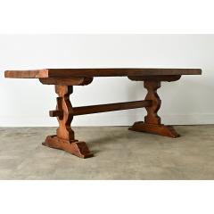 French 19th Century Solid Oak Trestle Table - 3954753