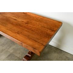 French 19th Century Solid Oak Trestle Table - 3954756