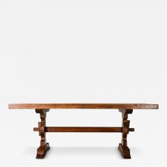 French 19th Century Solid Oak Trestle Table - 3978890