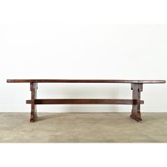 French 19th Century Solid Oak Trestle Table - 4174772