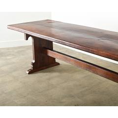 French 19th Century Solid Oak Trestle Table - 4174804