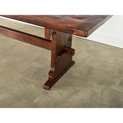French 19th Century Solid Oak Trestle Table - 4174811