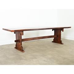 French 19th Century Solid Oak Trestle Table - 4174839