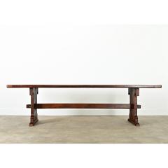 French 19th Century Solid Oak Trestle Table - 4174861