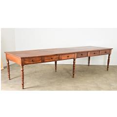 French 19th Century Solid Walnut Convent Dining Table - 4455372
