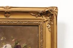French 19th Century Still Life Oil Painting Depicting Pansies in Giltwood Frame - 3432850