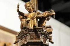 French 19th Century Three Light Bronze and Baccarat Chandelier with Cherubs - 3422680
