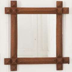 French 19th Century Tramp Art Frame with Mirror - 1469234