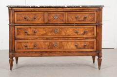 French 19th Century Walnut Marble Top Louis XVI Commode - 556710