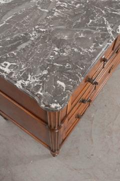 French 19th Century Walnut Marble Top Louis XVI Commode - 556717