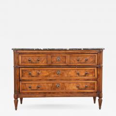 French 19th Century Walnut Marble Top Louis XVI Commode - 556889