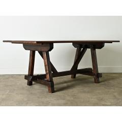 French 19th Century Walnut Trestle Table - 3909296