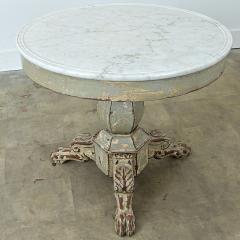 French 19th Century White Marble Top Gueridon with Painted Finish - 4811696
