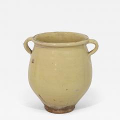 French 19th Century Yellow Cream Glazed Ceramic Storage Jar pot - 4491234