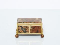 French 19th Century brass red agate stone jewellery box Napoleon III - 2984374