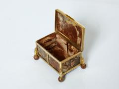French 19th Century brass red agate stone jewellery box Napoleon III - 2984377
