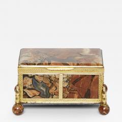 French 19th Century brass red agate stone jewellery box Napoleon III - 2991598