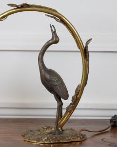 French 20th Century Art Nouveau Bronze Heron Lamp - 4812130