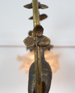 French 20th Century Art Nouveau Bronze Heron Lamp - 4812139