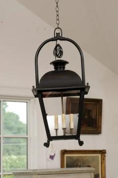 French 20th Century Black Iron Four Light Lanterns with Glass Panels Sold Each - 3509268