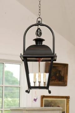 French 20th Century Black Iron Four Light Lanterns with Glass Panels Sold Each - 3509297