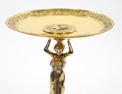 French 20th Century Classical Brass Maiden Figural Centerpiece with Relief Medal - 4706204