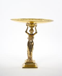 French 20th Century Classical Brass Maiden Figural Centerpiece with Relief Medal - 4706205