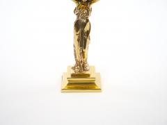 French 20th Century Classical Brass Maiden Figural Centerpiece with Relief Medal - 4706206