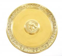 French 20th Century Classical Brass Maiden Figural Centerpiece with Relief Medal - 4706208